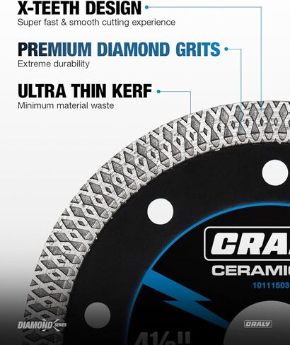 CRALY 7 Inch Ultra Thin Diamond Saw Blade for Circular Saw & Angle Grinder, 7/8 Inch Arbor, Cutting Wheel with Continuous Turbo Rim, Wet/Dry Cutting, for Granite, Concrete, Brick, Marble in Saudi Arabia