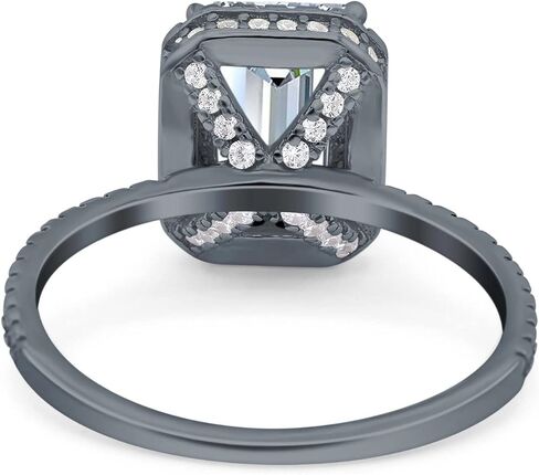 Blue Apple Co. Emerald Cut Art Deco Halo Wedding Bridal Engagement Ring Round Simulated Cubic Zirconia 925 Sterling Silver in Saudi Arabia