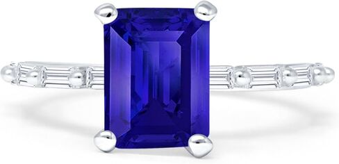 OMRANII Art Deco Emerald Cut Solitaire Vintage Style Sparkling Baguette Cubic Zirconia Wedding Engagement Ring Solid 925 Sterling Silver in Saudi Arabia