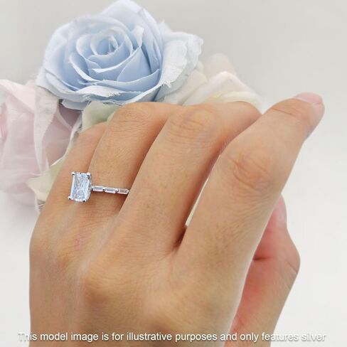 OMRANII Art Deco Emerald Cut Solitaire Vintage Style Sparkling Baguette Cubic Zirconia Wedding Engagement Ring Solid 925 Sterling Silver in Saudi Arabia