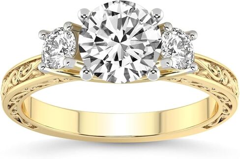 Diamonds الودية IGI مختبر معتمد خاتم الماس | 1-5 قيراط | 14K أو 18K أبيض أو أصفر أو وردي الذهب | فالنسيا ثلاثة الحجر خاتم عتيقة | جودة FG-VS1-VS2 in Kuwait