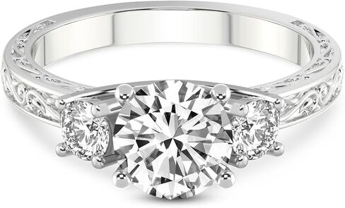 Diamonds الودية IGI مختبر معتمد خاتم الماس | 1-5 قيراط | 14K أو 18K أبيض أو أصفر أو وردي الذهب | فالنسيا ثلاثة الحجر خاتم عتيقة | جودة FG-VS1-VS2 in Kuwait