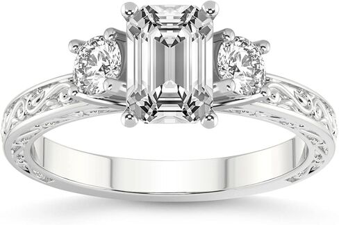 Diamonds الودية IGI مختبر معتمد خاتم الماس | 1-5 قيراط | 14K أو 18K أبيض أو أصفر أو وردي الذهب | فالنسيا ثلاثة الحجر خاتم عتيقة | جودة FG-VS1-VS2 in Kuwait