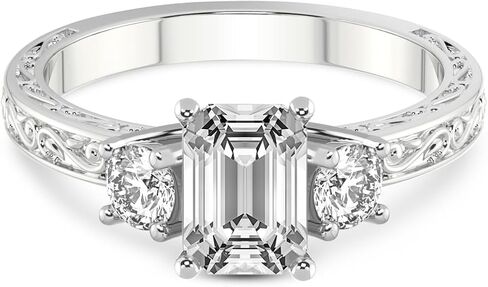 Diamonds الودية IGI مختبر معتمد خاتم الماس | 1-5 قيراط | 14K أو 18K أبيض أو أصفر أو وردي الذهب | فالنسيا ثلاثة الحجر خاتم عتيقة | جودة FG-VS1-VS2 in Kuwait
