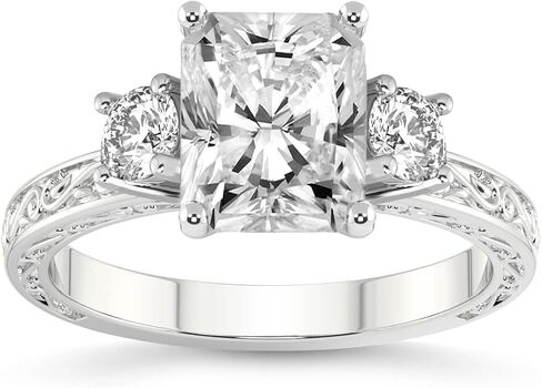 Diamonds الودية IGI مختبر معتمد خاتم الماس | 1-5 قيراط | 14K أو 18K أبيض أو أصفر أو وردي الذهب | فالنسيا ثلاثة الحجر خاتم عتيقة | جودة FG-VS1-VS2 in Kuwait