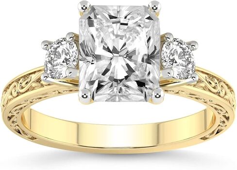 Diamonds الودية IGI مختبر معتمد خاتم الماس | 1-5 قيراط | 14K أو 18K أبيض أو أصفر أو وردي الذهب | فالنسيا ثلاثة الحجر خاتم عتيقة | جودة FG-VS1-VS2 in Kuwait
