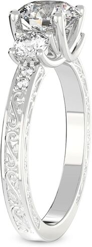 Diamonds الودية IGI مختبر معتمد خاتم الماس | 1-5 قيراط | 14K أو 18K أبيض أو أصفر أو وردي الذهب | فالنسيا ثلاثة الحجر خاتم عتيقة | جودة FG-VS1-VS2 in Kuwait