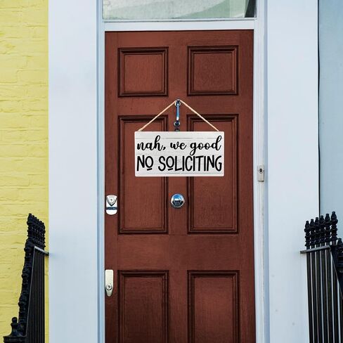 RYYCDOI Funny No Soliciting the Dog is Watching Wooden Plaque Signs Wall Hanging for Dog Owners, No Soliciting Sign for House, Funny No Soliciting Hanging Sign for Front Door Decorations, 8x10 Inch in Saudi Arabia