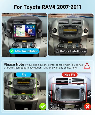 راديو سيارة 8 CORE 2G+64G لسيارة Toyota RAV4 2007-2011 مع CarPlay/Android Auto، Podofo 10.1 بوصة 1280 * 720P IPS شاشة لمس ستيريو Android 13 GPS WiFi Bluetooth DSP SWC + كاميرا احتياطية عالية الدقة in Saudi Arabia