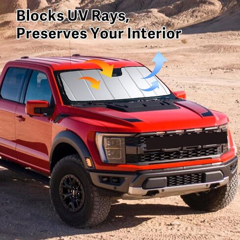 2021-2025 F150 Windshield Sun Shade for Ford F-150 2021 2022 2023 2024 2025 (Lariat, King Ranch, Platinum, XL XLT Limited Raptor) Automotive Car Front Window Sunscreen Sunshade in Saudi Arabia