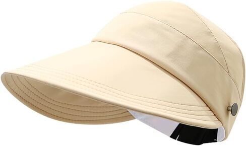 Sun Visor Hats for Women Summer UV Protection Adjustable Foldable Wide Brim Empty Top Cap for Outdoor Beach in Kuwait
