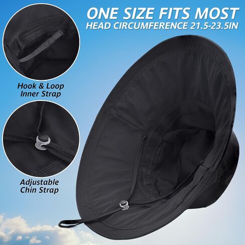 Women's UPF 50+ Waterproof Wide Brim Sun Bucket Hat with Ponytail Hole | Adjustable Fit & Shapable Brim, Packable & Lightweight for Beach Hiking Fishing Gardening in Kuwait