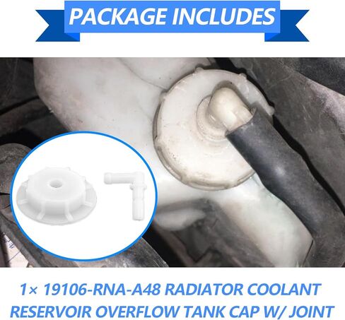 Radiator Coolant Reservoir Expansion Tank Cap with Joint, Compatible with 97-15 Accord, 03-08 Pilot, 06-15 Ridgeline, 04-15 TSX, 10-13 ZDX, 13-15 RDX etc, Replace OE# 19106-RNA-A48(1 pcs) in Saudi Arabia