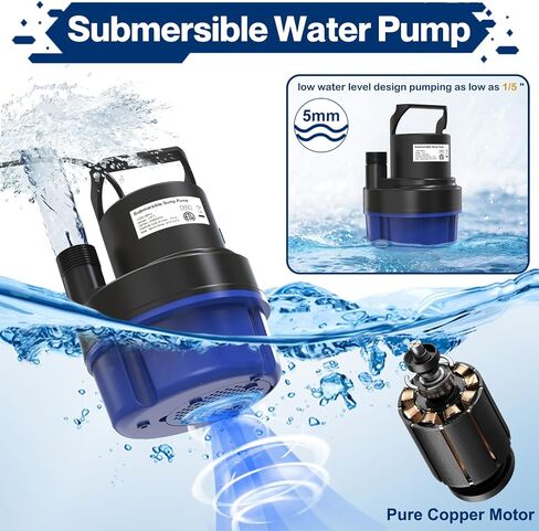 AgiiMan Submersible Water Pump, 2050GPH 1/2HP Portable Sump Pump for Pool Draining, Pool Cover Pump with 25 FT Power Cord in Saudi Arabia