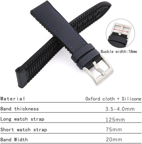 Onthelevel Sailcloth Rubber Watch Strap 18mm 20mm 22mm Water Resistant Oxford Fabric With Silicone Hybrid Watchband Replacement For Men's Wristband in Kuwait