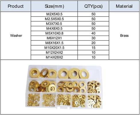 M2 M2.5 M3 M4 M5 M6 M8 M10 M12 M14 M16 M8 M20 M22 M24 304 Steel Flat Washer Spacer Sealing Ring Seal Brass Aluminium Pad Kit(304 M2-M10) in Saudi Arabia