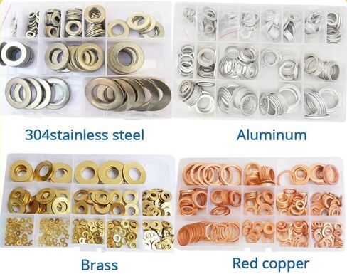 M2 M2.5 M3 M4 M5 M6 M8 M10 M12 M14 M16 M8 M20 M22 M24 304 Steel Flat Washer Spacer Sealing Ring Seal Brass Aluminium Pad Kit(304 M2-M10) in Saudi Arabia