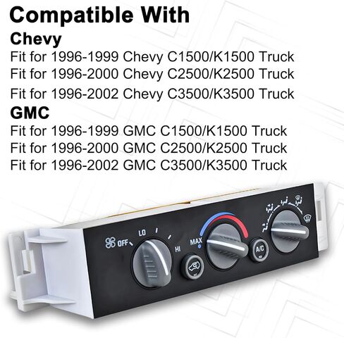 MuHize 599-007 A/C Heater Climate Control Module Panel, Fit for 1996-1999 Chevy GMC C1500 C2500 C3500 K1500 K2500 K3500 Truck Replace# 9378815 15-72548 15-72548 16231175 in Kuwait