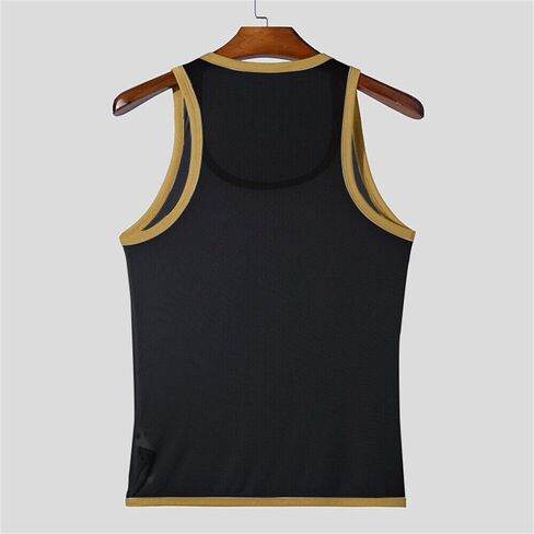crazynekos Men Mesh See Through Sleeveless Tank Tops Casual T Shirts Muscle Shirts in Kuwait