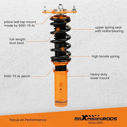MaxPeedingrods Coilovers for Mitsubishi 3000GT 1991-1999 FWD ، مجموعة تعليق Coilover Adjustment Adjustment ، مجموعة التخفيض المسبق لخفض الذهب in Saudi Arabia