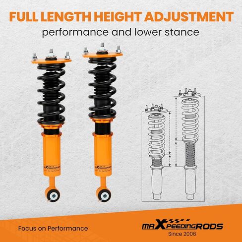 MaxPeedingrods Coilovers for Mitsubishi 3000GT 1991-1999 FWD ، مجموعة تعليق Coilover Adjustment Adjustment ، مجموعة التخفيض المسبق لخفض الذهب in Saudi Arabia