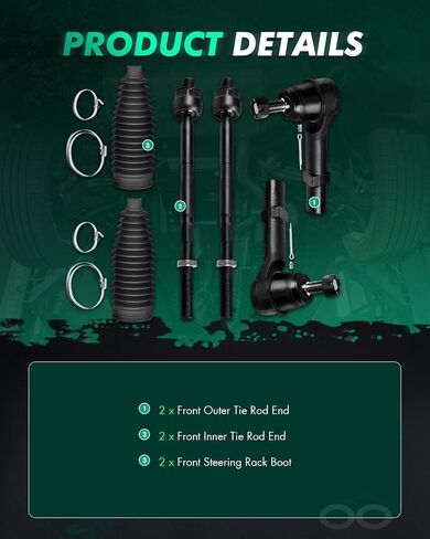 Scitoo 6PCS التعليق الأمامي مجموعة ROD INNER INNER INNER W/BOOT للفصل 2008-2017 لبويك جيب 2009-2017 ل CHEVY TRAVERS in Saudi Arabia