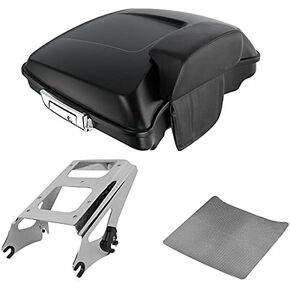 Green-L Matte Black Razor Tour Pack Trunk with Backrest Pad 2 Up Mount Rack Fit for Harley Touring Electra Road Street Glide 2009-2013 in Kuwait