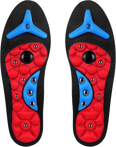 Acupressure Magnetic Insoles Orthopedic Massage Insoles with Magnetic Technology Shock Absorption Arch Support Helps Blood Circulation and Relieve Fatigue (Blue,S(Men 4-7/women 5-8)) in Saudi Arabia