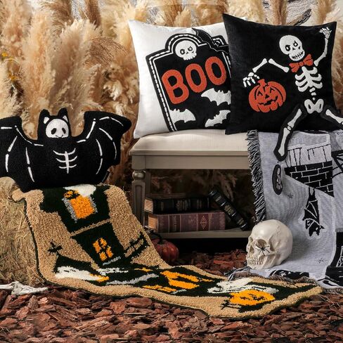 Phantoscope Happy Halloween Rug Ghost Shaped Area Rug, Soft Plush Mat for Front Door Living Bedroom Bathroom, Non-Slip Decorative Rug, Gothic Halloween Decor Door Mat, White/Purple 27.5 x 55 inch in Saudi Arabia