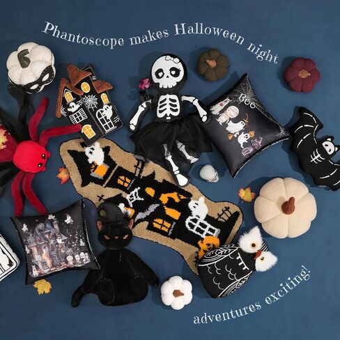 Phantoscope Happy Halloween Rug Ghost Shaped Area Rug, Soft Plush Mat for Front Door Living Bedroom Bathroom, Non-Slip Decorative Rug, Gothic Halloween Decor Door Mat, White/Purple 27.5 x 55 inch in Saudi Arabia