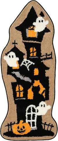Phantoscope Happy Halloween Rug Ghost Shaped Area Rug, Soft Plush Mat for Front Door Living Bedroom Bathroom, Non-Slip Decorative Rug, Gothic Halloween Decor Door Mat, White/Purple 27.5 x 55 inch in Saudi Arabia