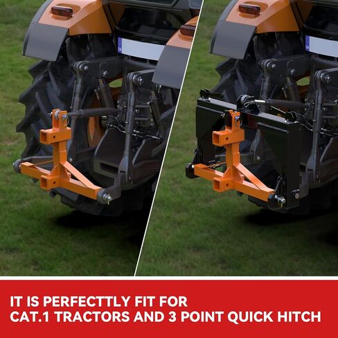 Orange 3 Point Hitch Receiver with Dual 2" Receiver, 3 Point Trailer Hitch for Tractor, Fit for Standard/5th Wheel/Goose Neck Connections, 3 Pt Quick Hitch Farm Equipment and Subcompact Trailer Hitch in Kuwait