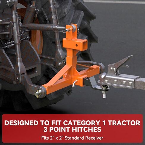 Orange 3 Point Hitch Receiver with Dual 2" Receiver, 3 Point Trailer Hitch for Tractor, Fit for Standard/5th Wheel/Goose Neck Connections, 3 Pt Quick Hitch Farm Equipment and Subcompact Trailer Hitch in Kuwait
