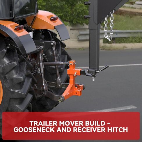 Orange 3 Point Hitch Receiver with Dual 2" Receiver, 3 Point Trailer Hitch for Tractor, Fit for Standard/5th Wheel/Goose Neck Connections, 3 Pt Quick Hitch Farm Equipment and Subcompact Trailer Hitch in Kuwait