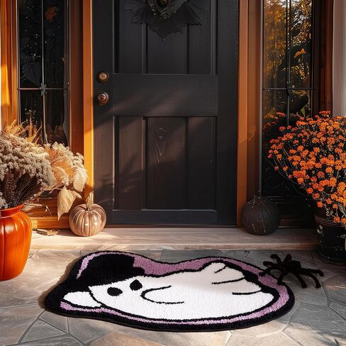 سجادة Phantscope Happy Halloween سجادة منطقة على شكل خفاش أسود، سجادة ناعمة معنقدة للباب الأمامي وغرفة نوم المعيشة والحمام، سجادة تزيينية غير قابلة للانزلاق، سجادة باب ديكور على الطراز القوطي للهالوين، أسود 27.5 × 55 بوصة in Kuwait