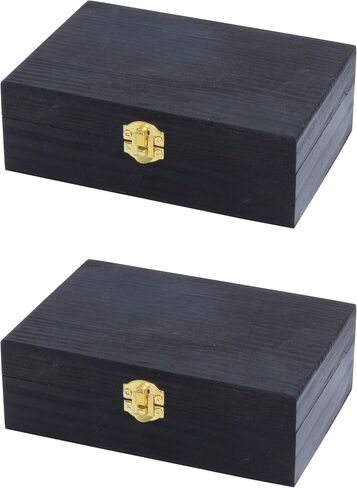 Creative Hobbies Black Wooden Keepsake Box with Gold Clasp - 6″ × 4″ × 2″ Painted Storage Case for Jewelry, Photos, Crafts & Gifts in Saudi Arabia