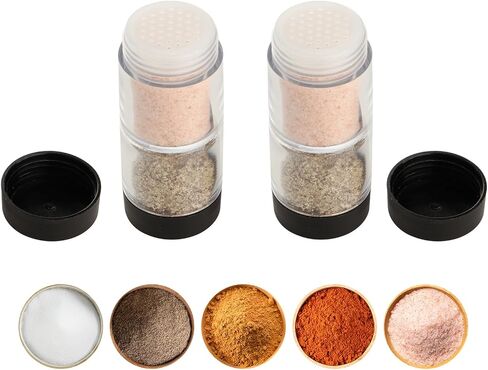 Sunmei Salt and Pepper Shakers Moisture Proof Set, 2-in-1 Portable Spice Shaker with Airtight Lid, Perfect for Camping Kitchen, Travel, Car Camping, RV, Outdoors, Backpack, BBQ Picnic, Lunch Boxes in Saudi Arabia