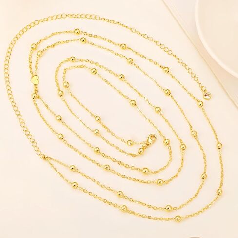 سلسلة الخصر الذهبية للنساء ، سلسلة بطن مطلية بالذهب 14K القابلة للتعديل ، والمجوهرات غير المشوهة بالماء مع خرز الأقمار الصناعية ، وسلسلة صيف بيكيني للارتداء اليومي in Saudi Arabia