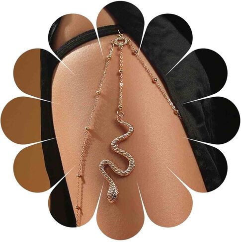 Punk Layered Snake Leg Chain Vintage Snake Thigh Leg Chain Multi Layering Thigh Chain Summer Leg Thigh Chain Punk Serpent Body Chain Rave Bikini Thigh Body Chain Jewelry for Women and Girls in Saudi Arabia