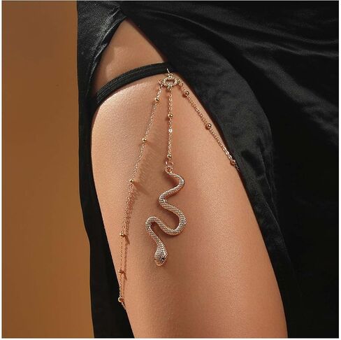 Punk Layered Snake Leg Chain Vintage Snake Thigh Leg Chain Multi Layering Thigh Chain Summer Leg Thigh Chain Punk Serpent Body Chain Rave Bikini Thigh Body Chain Jewelry for Women and Girls in Saudi Arabia