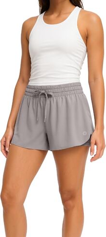 Harmony and Balance 2-in-1 Flowy Athletic Shorts with Built-in Liner for Women, Quick-Dry, Running, Yoga, Gym, Tennis Shorts in Kuwait