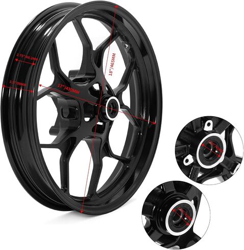 17 "x3.5" حافة العجلة الأمامية السوداء ل yamaha yzf r1 yzf r6 04-14 R6S 06-09 FZ1 FZ6 06-09 in Saudi Arabia