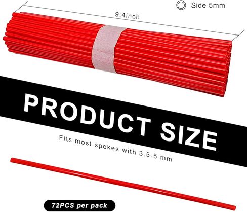 72 PCS Dirt Bike Spoke Skins Covers, Wheel Spoke Skins Wrap Covers Trim for 8"-21" Rims, Wheel Rim Pipe Trim Decoration Protector for Motorcycle Dirt Bike Wheelchair (Black) in Kuwait