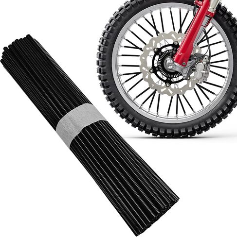 72 PCS Dirt Bike Spoke Skins Covers, Wheel Spoke Skins Wrap Covers Trim for 8"-21" Rims, Wheel Rim Pipe Trim Decoration Protector for Motorcycle Dirt Bike Wheelchair (Black) in Saudi Arabia