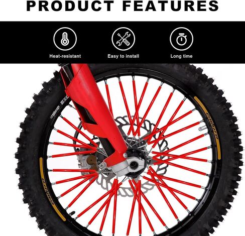 72 PCS Dirt Bike Spoke Skins Covers, Wheel Spoke Skins Wrap Covers Trim for 8"-21" Rims, Wheel Rim Pipe Trim Decoration Protector for Motorcycle Dirt Bike Wheelchair (Black) in Kuwait