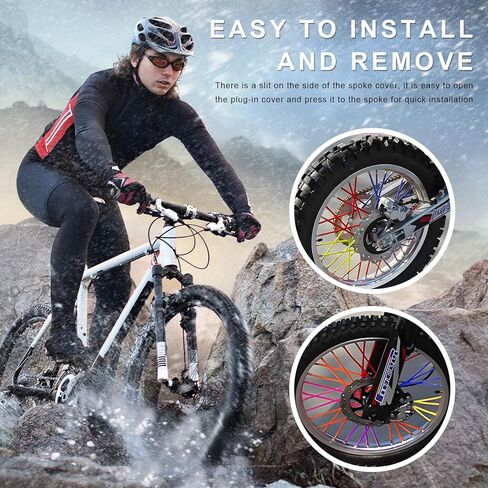 72 PCS Dirt Bike Spoke Skins Covers, Wheel Spoke Skins Wrap Covers Trim for 8"-21" Rims, Wheel Rim Pipe Trim Decoration Protector for Motorcycle Dirt Bike Wheelchair (Black) in Kuwait