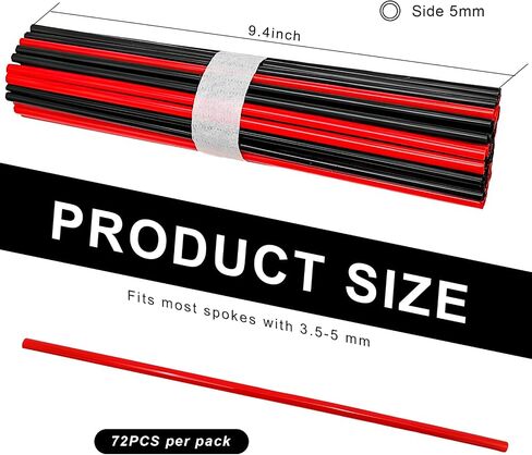72 PCS Dirt Bike Spoke Skins Covers, Wheel Spoke Skins Wrap Covers Trim for 8"-21" Rims, Wheel Rim Pipe Trim Decoration Protector for Motorcycle Dirt Bike Wheelchair (Black) in Saudi Arabia