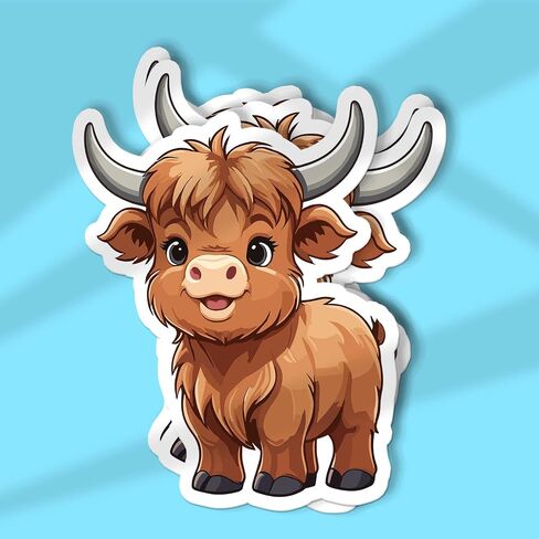 (3Pcs) Baby Highland Cow Cute Stickers 3'' Waterproof Decal for Journaling Laptop Kindle Water Bottle Stanley Cup Bumper in Kuwait