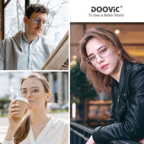 DOOViC 3 Pack Fashion Metal Frame Reading Glasses Blue Light Blocking Anti Eyestrain Spring Hinge Computer Readers for Women Men 2.00 Strength in Saudi Arabia