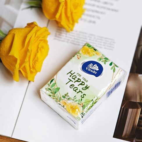 Vinda 3-Ply Mini Wedding Pocket Tissues, Happy Tears Facial Tissues Travel Size for Wedding Party (96 Packs of 10 Tissues) in Saudi Arabia
